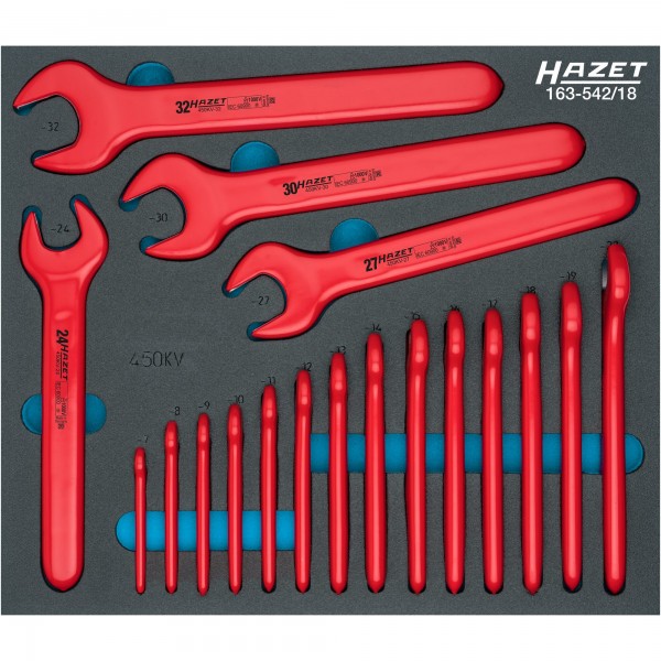 Hazet 163-542/18 Double open-end wrench set ∙ with protective insulation