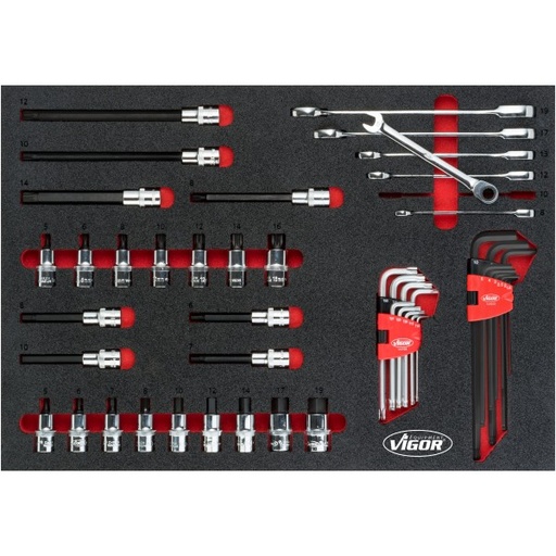 [V5173] Vigor V5173 Socket, offset screwdriver, ratcheting combination wrench set